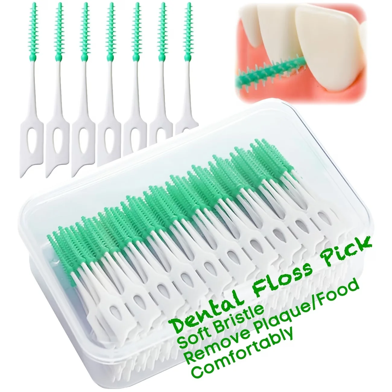 100 Pcs Disposable Dental Floss Picks, Oral Care Floss Sticks for Teeth Cleaning, Ideal for Braces