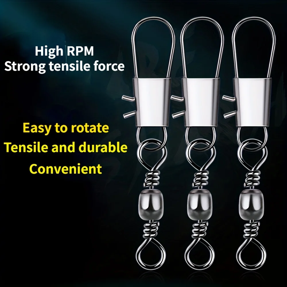 JSFUN 50 قطعة موصل الصيد يدور التعشيق دبوس تحمل وصلة دوّارة لصيد الأسماك المفاجئة قطب صيد السمك الكارب الصيد إغراء اكسسوارات