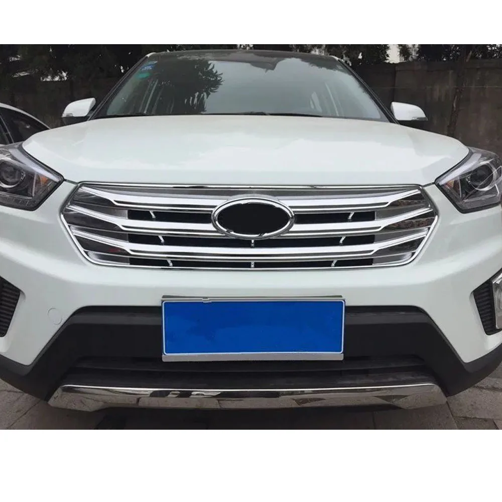 Protection ABS Chrome Trim Front Up Grid Grill Grille Molding Hoods Parts For Hyundai Creta IX25 2014 2015 2016 2017 2018 2019