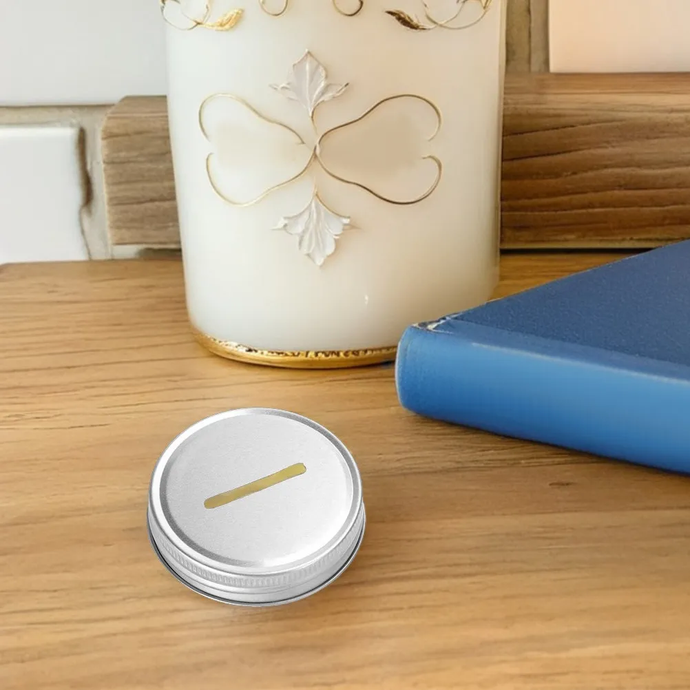 8Pcs Mason Jar Coin Slot Lid Metal Canning Covers Multipurpose Bank Lid Bill Storage Change Container Vacuum Sealer Covers