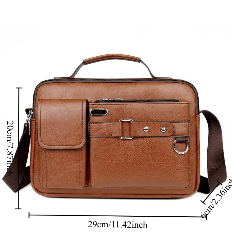 Men's Retro Messenger Bag with Waterproof Design Large Capacity Laptop Briefcase for Office Work Travel and School