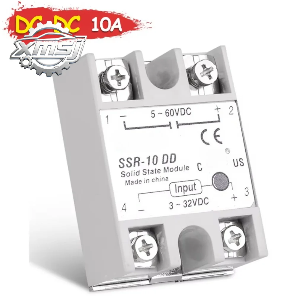 Módulo de estado sólido SSR-10DD de alta calidad, DC-DC de relé monofásico SSR 10A 10DD, 3-32V, 12V, CC a 5-60V, carga