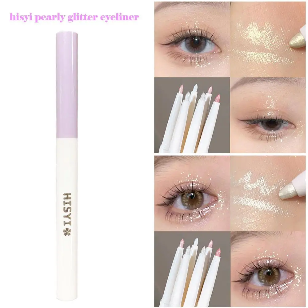 Pearly Glitter Eyeliner & Highlighter Pen - Waterproof, Sparkling Under Crease Eyeshadow Stick For Monochrome Eye Makeup T9H7