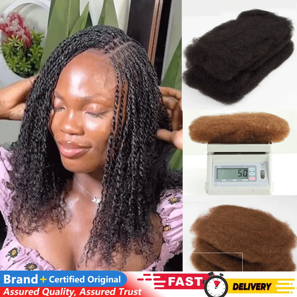 

Malaysia Remy Afro kinky Curly Bulk Human Hair For Braiding Dreadlock Extension Loc Repair Twist 50g/pc Natural Braids Hair