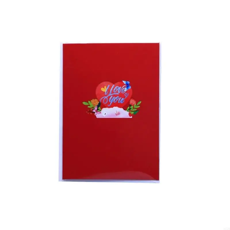 4X7B Artistic Valentine’s Day Card with Heart and Butterfly Love Message Card Handmade Card Suitable for Couple Anniversary