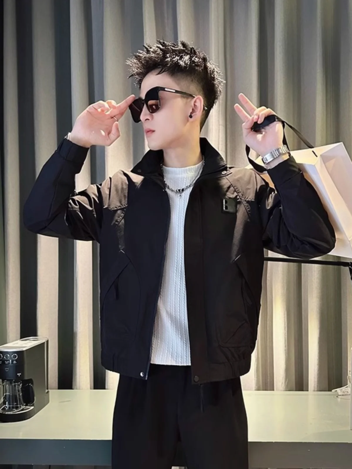 

Высококлассная мужская рабочая одежда Jaet Sli Haome, весна-осень, новый тренд, бренд из полиэфирного волокна, застежка-молния, длинный свеч, тонкий...