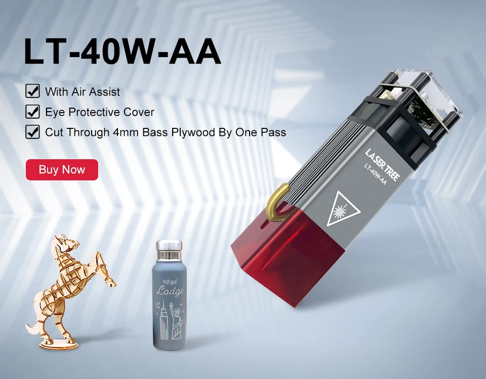 LASER TREE 5W 10W 20W 30W with Air Assist Laser Head 450nm TTL Blue Light Module for CNC Engraving and Cutting Woodworking Tools