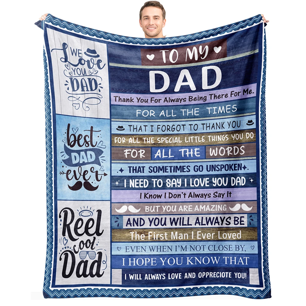 To My Dad Soft Flannel Blanket from Son Daughter Warm Cozy Sofa Bed Living Room Throw Blankets Birthday Gifts for Dad,Dad Gifts