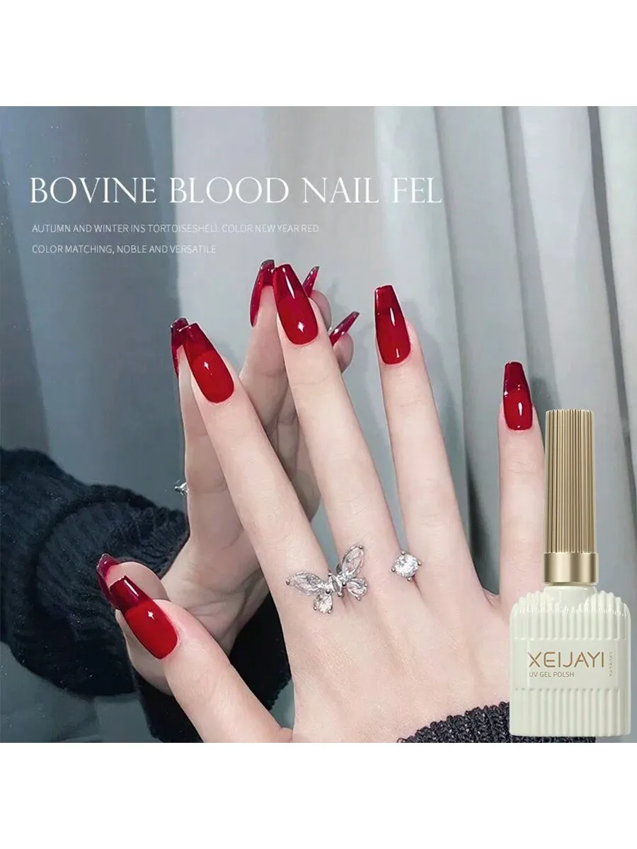 2 قطعة 15 مللي الدم الثور الأحمر اثنين جيل جيل طلاء الأظافر UV/LED نقع قبالة هلام طلاء الأظافر ل مسمار الفن صالون ذاتي الصنع هدية عيد المنزل