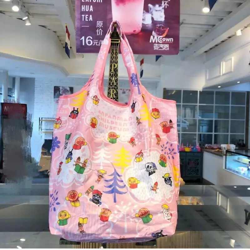 Japanese Anime Anpanman Portable Foldable Handbag Waterproof High-Capacity Supermarket Eco-Friendly Shopping Bags Holiday Gifts view 2