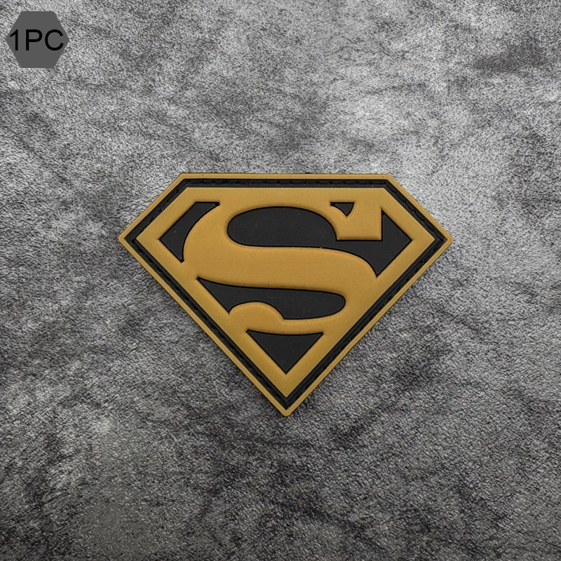 Diamond-shaped S-letter logo armband PVC patch badge applique for clothing and luggage decoration, comes with a free multi-color hook side