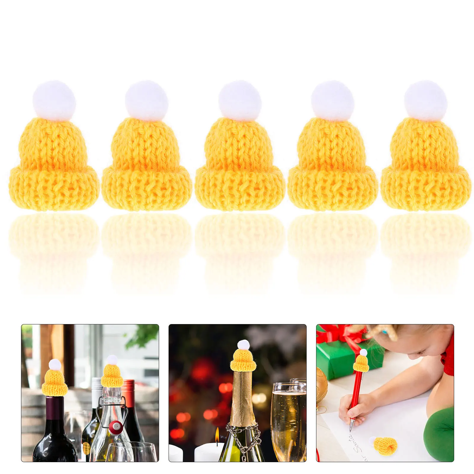 10 stuks kerstmuts accessoires feestelijke gebreide muts voor kerstfeest DIY decor telefoon tas ornament lichtgewicht zacht aanvoelend