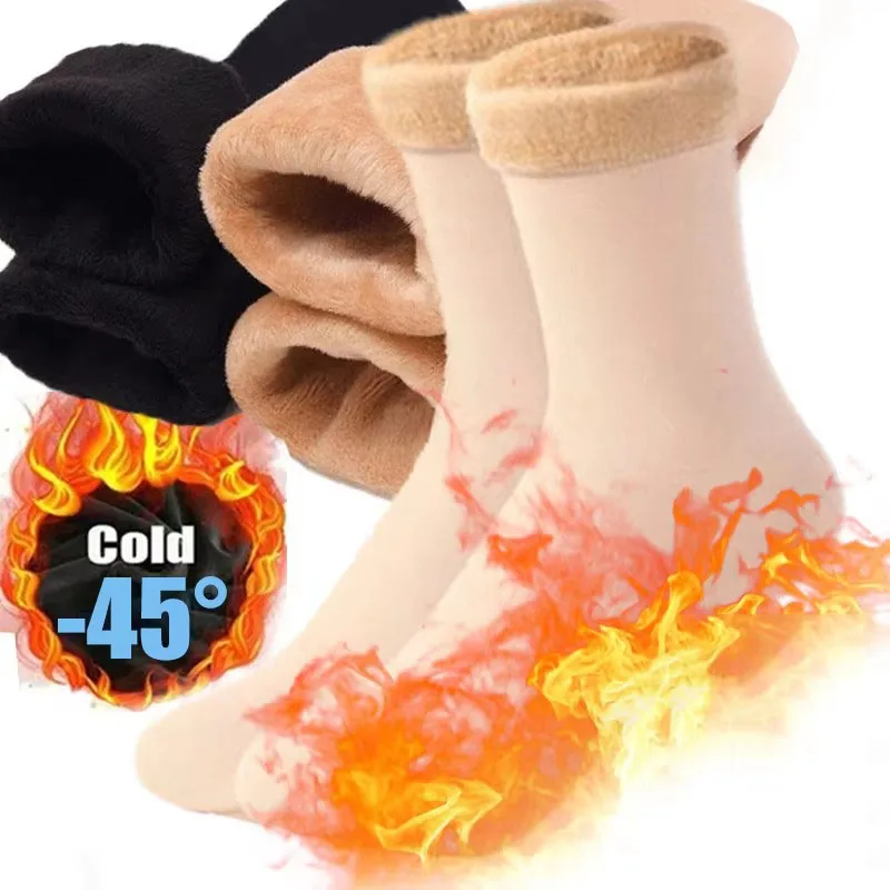 

1/2/3/4/5Pairs Women'S Winter Thermal Socks Thicken Warm Cashmere Wool Nylon Snow Velvet Boot Liner Home Floor Socks For Comfort