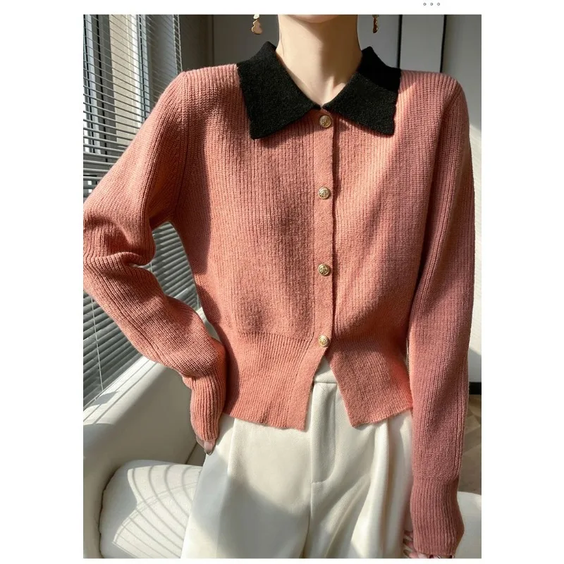 

New Autumn Winter Knitted Cardigan for Women Age-reducing Lapel Woolen Sweater Soft Waxy