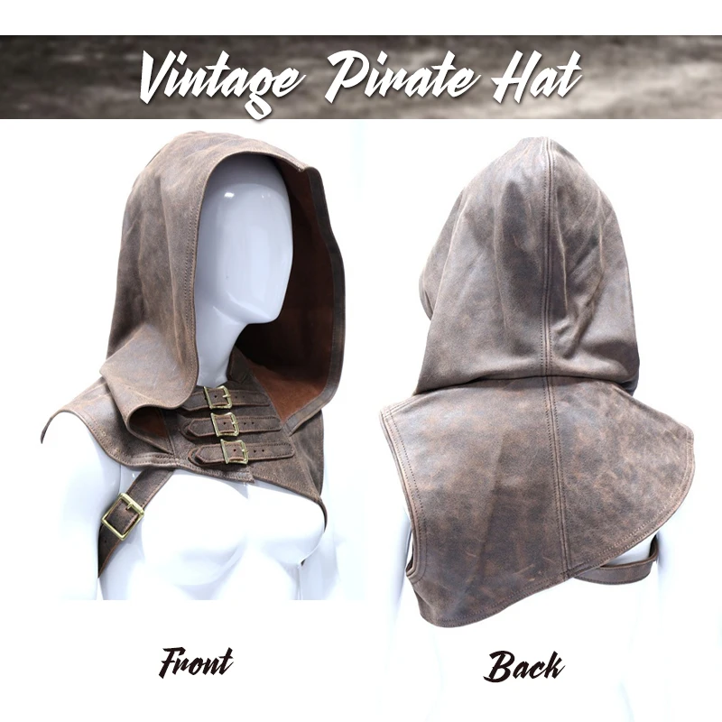 Mężczyźni kobiety średniowieczny Retro klamra pętla kamizelka na ramię skórzana jazda szal z kapturem występ na scenie wojownik kostiumy Cosplay