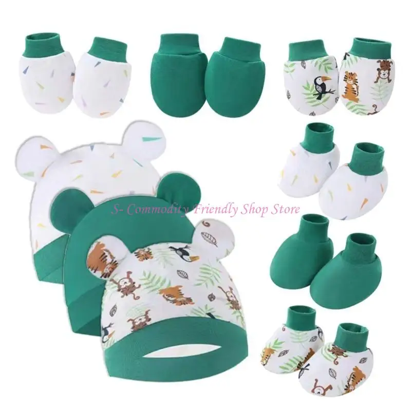 

85AE устойчивые к царапинам варежки, одинаковые перчатки, шапка с носками для ребенка 0–6 месяцев, подарок для душа