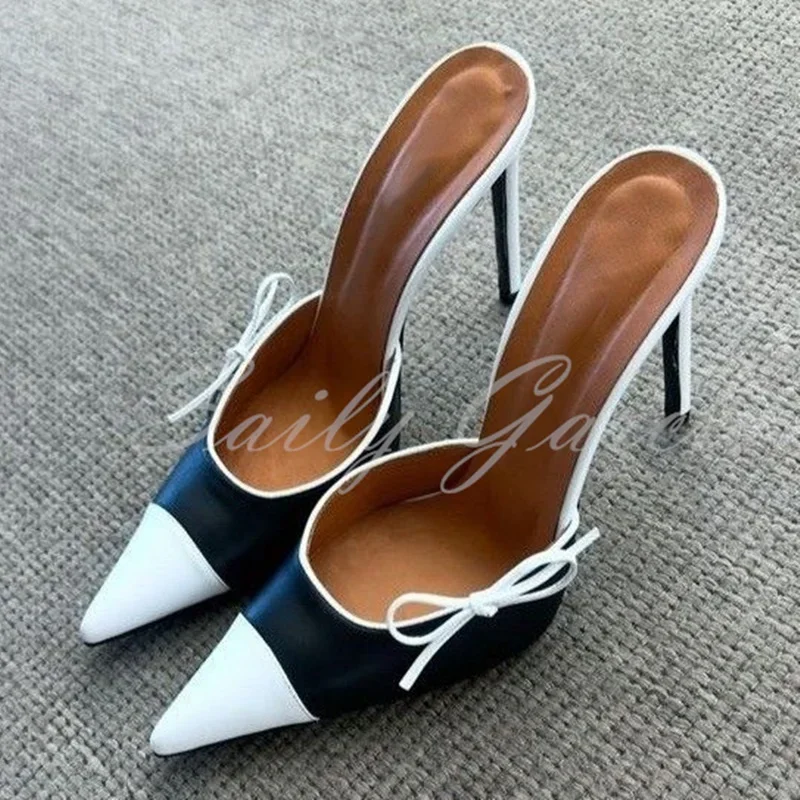 

Разноцветные туфли-лодочки на высоком каблуке, женские элегантные простые летние новые тапочки без шнуровки с острым носком и бантом на шпильке