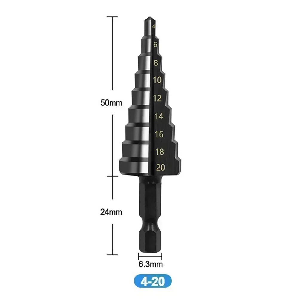 3-12mm/4-12mm/4-20mm HSS Straight Groove Step Drill Bit Nitrogen Coated Drilling Power Tool Set Wood Metal Hole Cutter