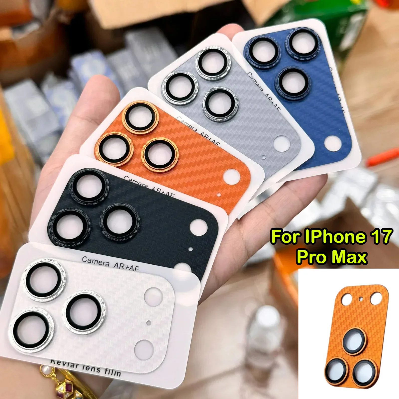 

PC Kevlar Carbon Fiber Pattern Full Cover Back Camera Lens Protector Glass for IPhone 17 Pro Max 17 Pro Phone Lens Scratch Proof