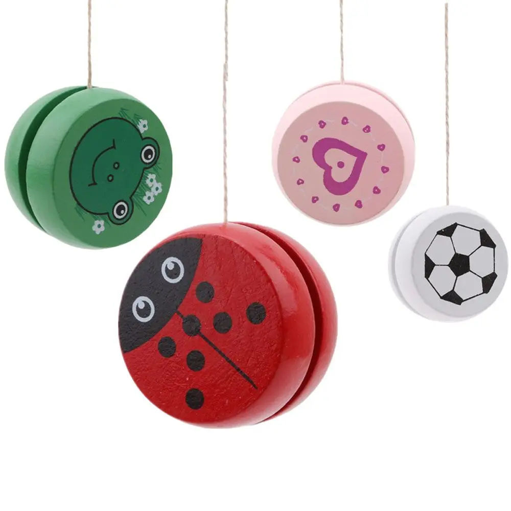 Creative Animal Prints Wooden For Children Yo-Yo Yoyo Toys Ladybug Yo Yo ball