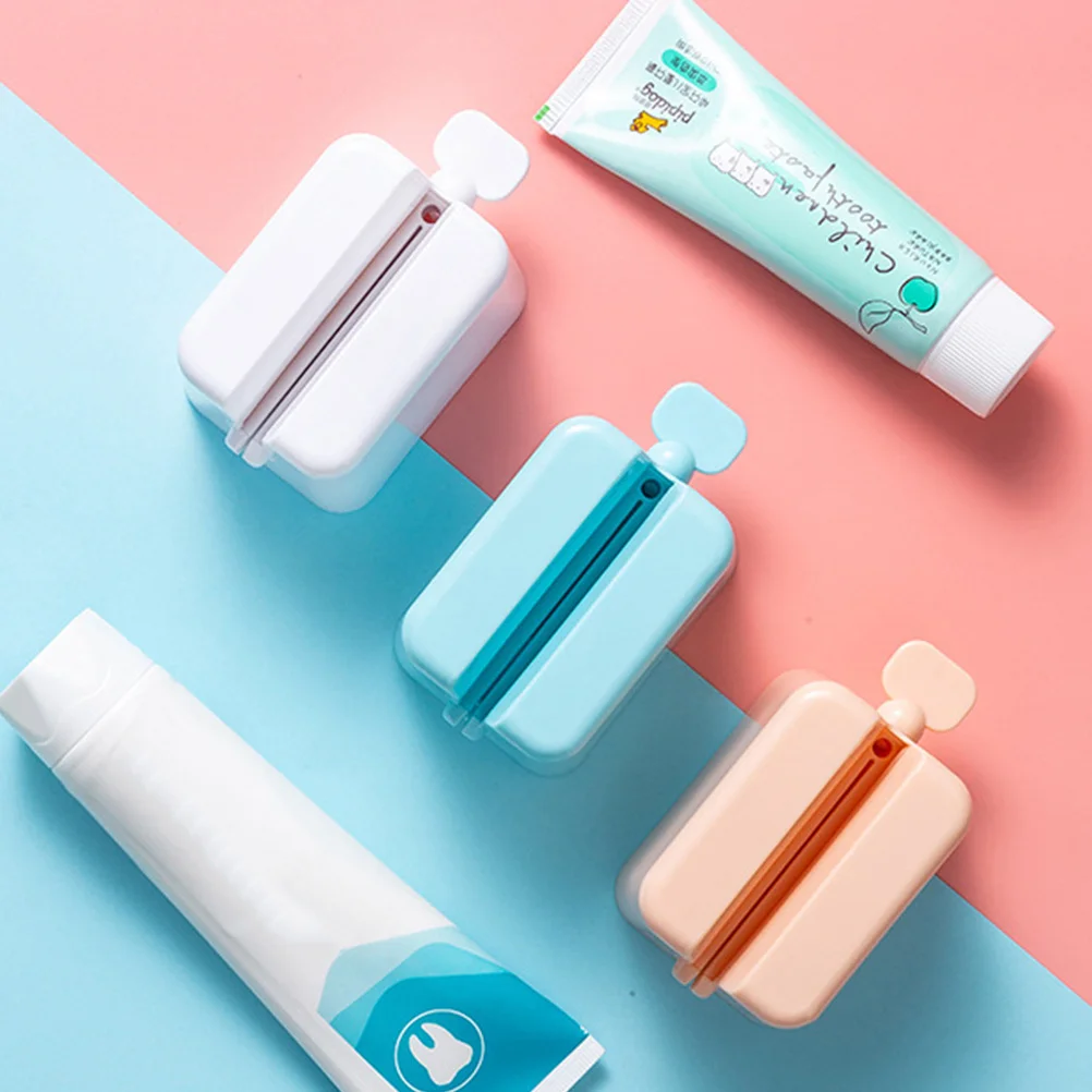 3Pcs Toothpaste Squeezer Manual Plastic Facial Cleanser Tube Extruder Easy Insert Upright Bathroom White Pink Blue