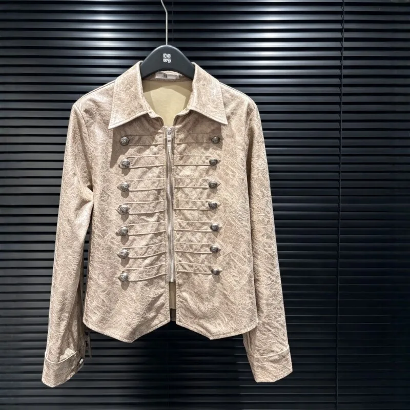 Notched Lapel Turn Down Collar Slim Fit Coat with 3D Decorative Element Streetwear Style No Lining Mid Long Length Women Jacket