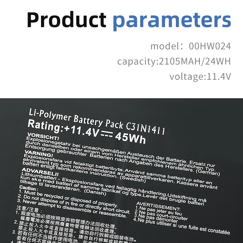 Batteria per Laptop SUOZHAN C31N1411 per ASUS Zenbook U305 U305F U305FA U305CA UX305 UX305CA UX305F UX305FA serie 11.4V 45Wh