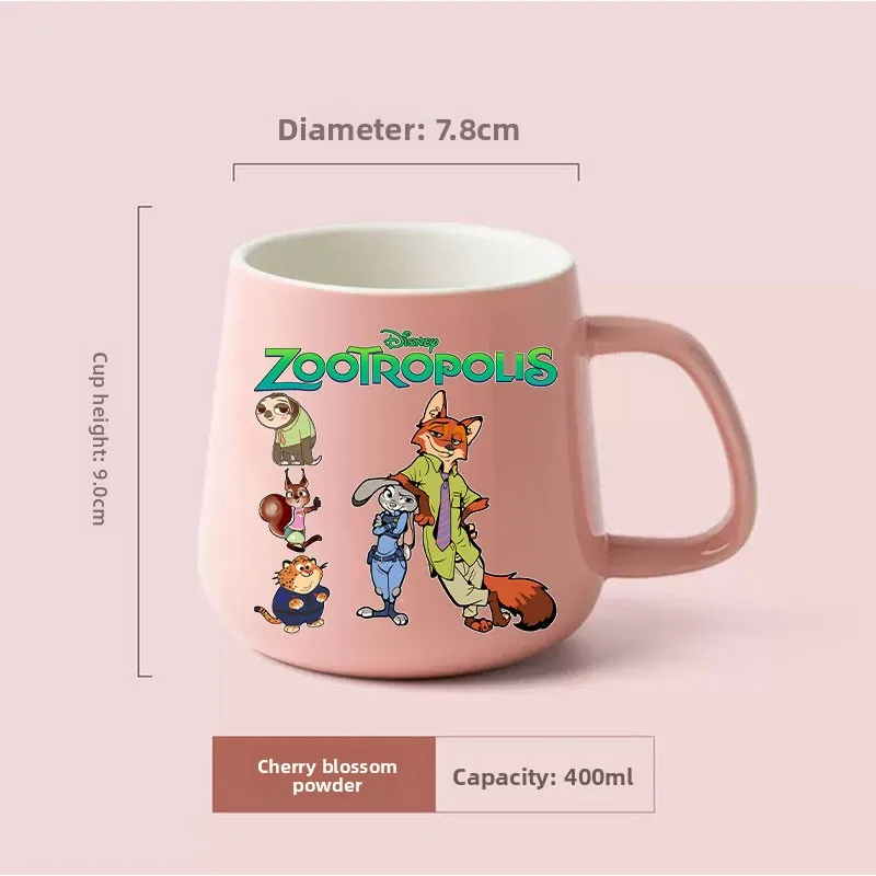 400 مللي ديزني Zootopia الإبداعية السيراميك فنجان شاي القهوة للزوجين أنيمي القدح المشروبات الحلوى الإفطار كوب حليب مقبض درينكوير