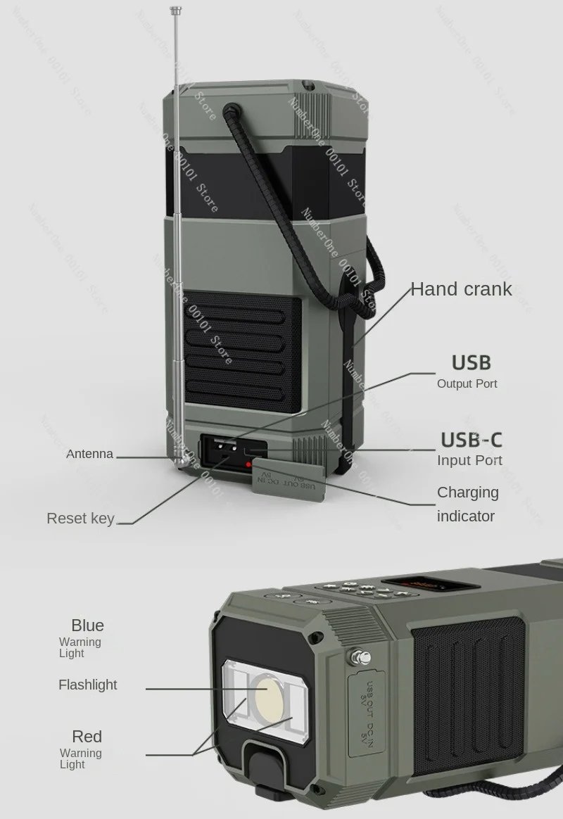 Portable hand cranked solar powered Bluetooth speaker