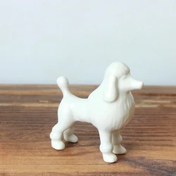 Cute Ceramic Dogs Ornament White And Black Doggie Miniatures Mini Animal Figurines Poodle Golden Retriever Pug Models