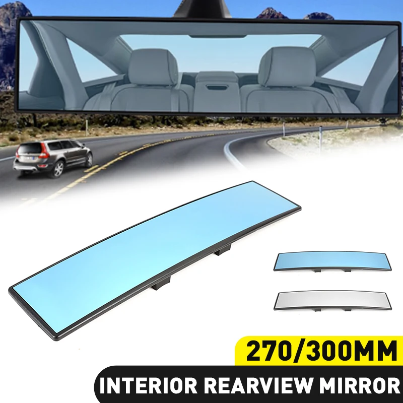 Car Rearview Mirror Interior Rearview Mirror Universal Rearview Mirror Anti-glare Wide Angle Curved Blue Mirror Auto Parts