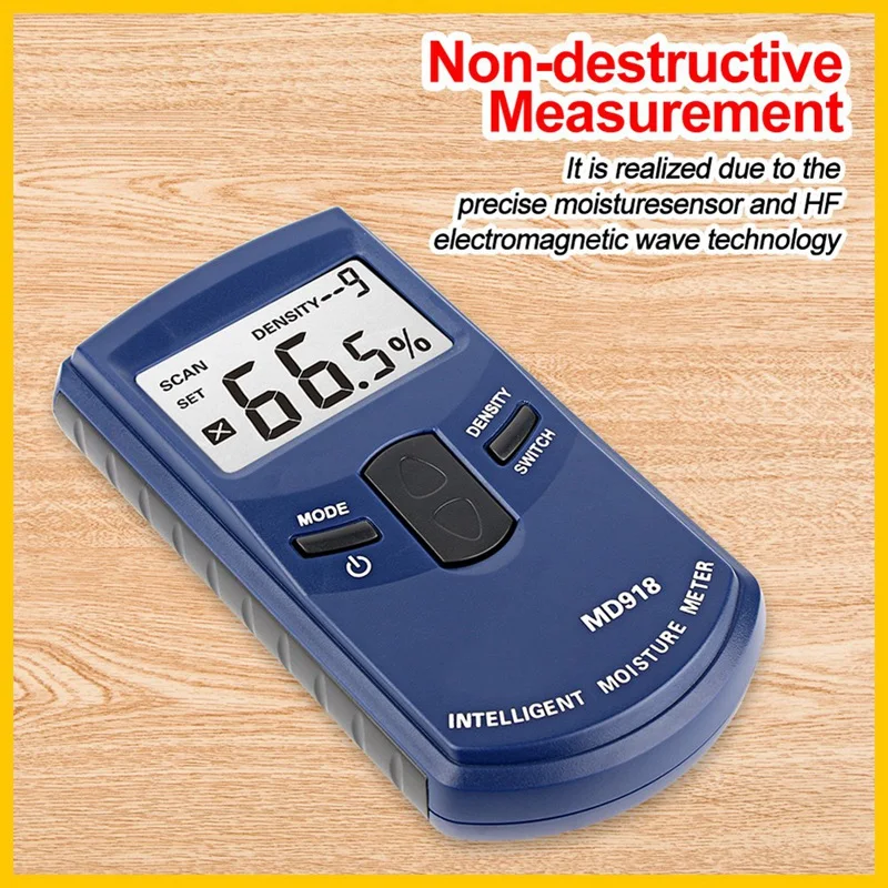 Inductive Hygrometer Timber Damp Detector Digital Moisture Meter For Wood 4-80% MD918 (1 Pcs)