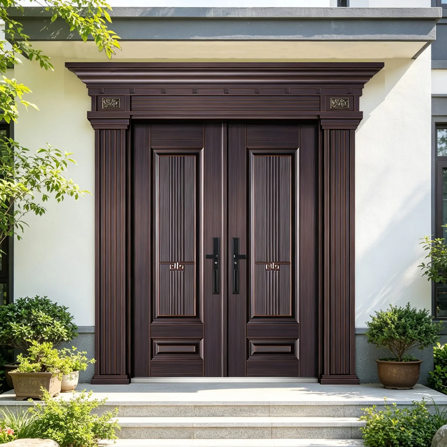 Customized villa door Four-door entry Cast aluminum rural self-built house Zinc alloy Chinese anti-theft door