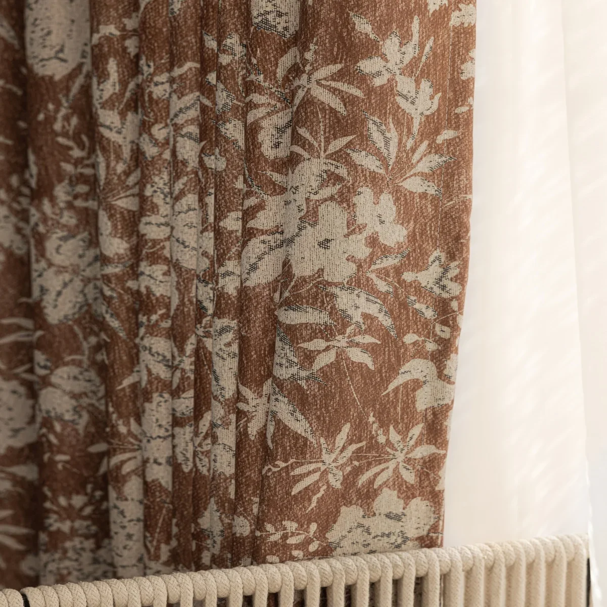 

French And American Style, Vintage Jacquard Chenille, Non-transparent, Thickened, Windproof, UV-resistant,High-end,Retro Curtain