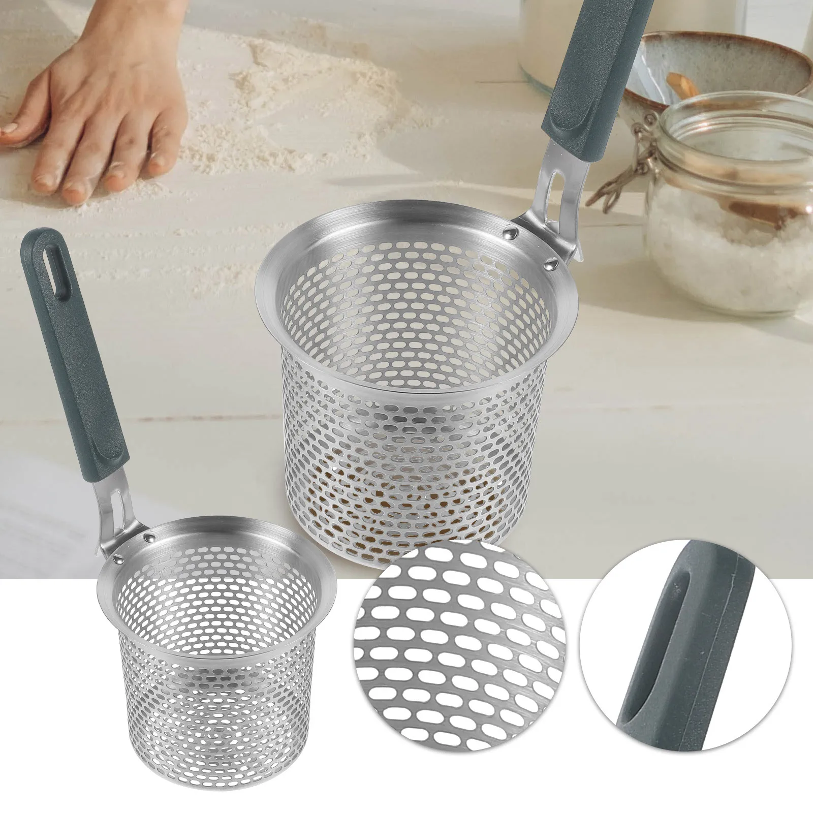 

Stainless Steel Strainer Spoon Deep Fry Spider Mesh Ladle For Noodles Hot Pot Kitchen Tool Colander Basket