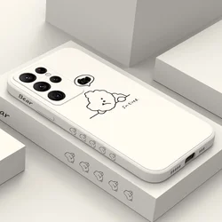 Thinking Bear Phone Case For Samsung Galaxy S25 S24 S23 S22 S21 S20 Ultra Plus FE S10 S9 S10E Note 20 ultra 10 9 Plus Cover
