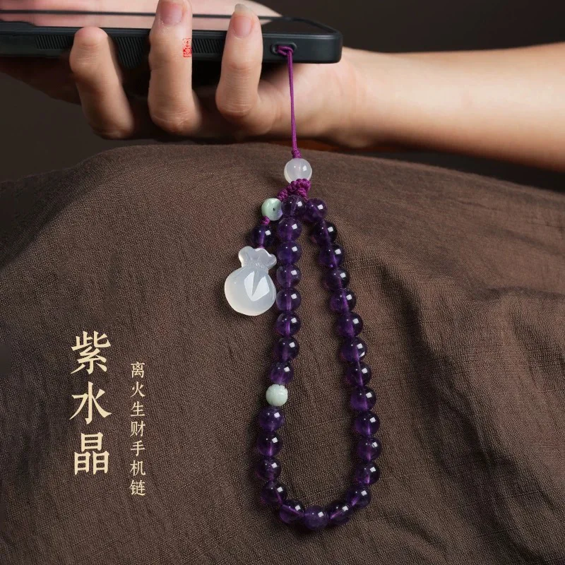 Jade Dream Amethyst Glücksbringer-Armband Handyband Charms Schmuck Geschenk Mode Natürliche Edelsteine Amulett Accessoires Lila