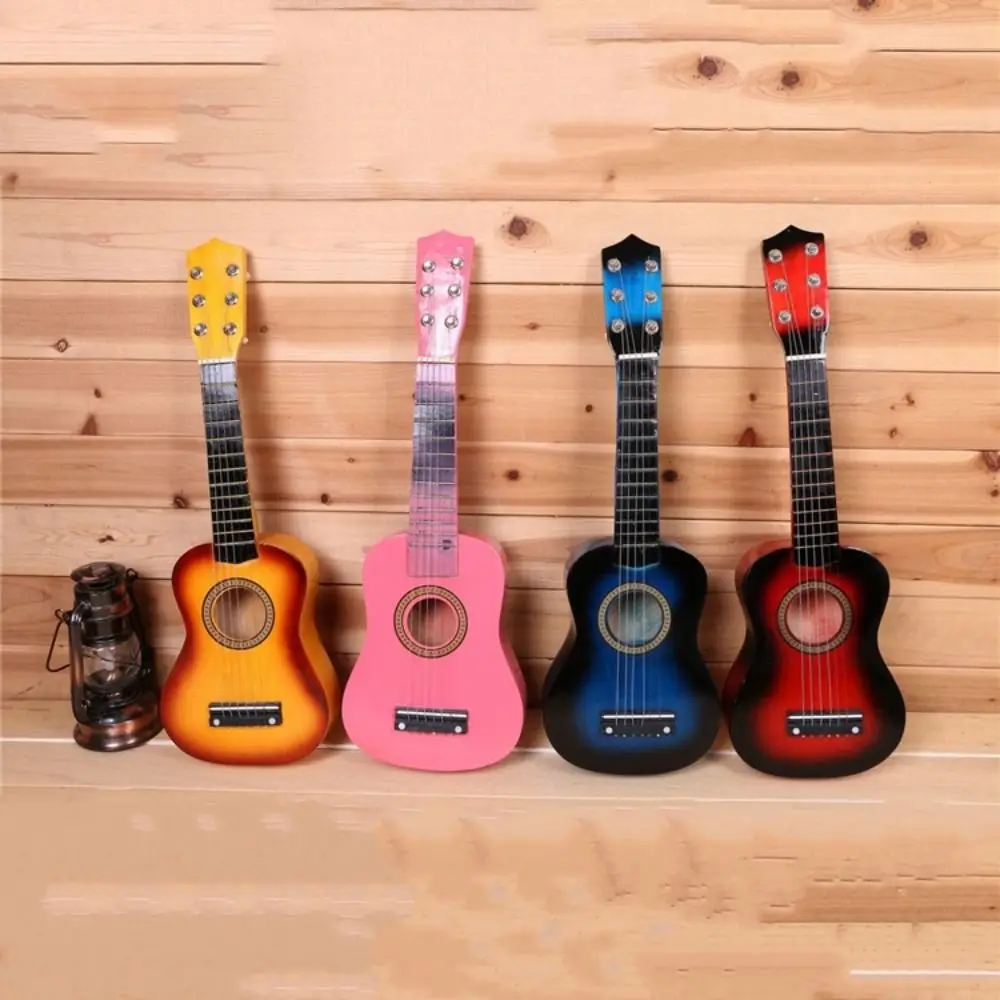 Solid Wood Children's Guitar Adjustable String Knob Classical Children's Instrument Toy Multi-color Durable