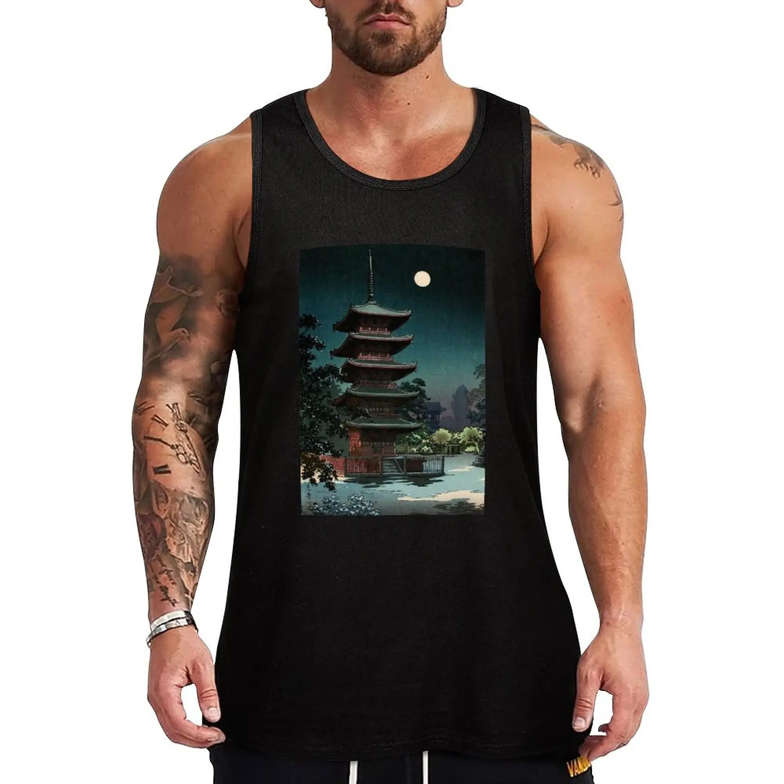 Asakusa Kinryuzan Temple Tsuchiya Koitsu Tank Top T-shirt male gym for men gym Men's t-shirts