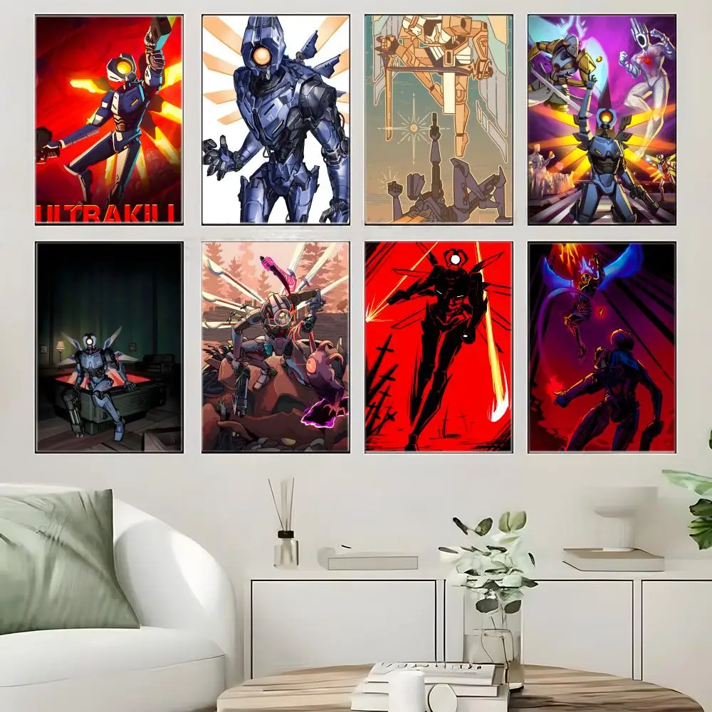 Demon Nine Layers Hell Game U-ULTRAKILL Poster  Self-adhesive Art Waterproof Paper Sticker Coffee House Bar Room Wall Decor