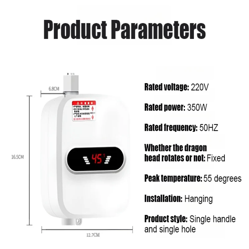 Aquecedor elétrico instantâneo de água com temperatura, mini aquecedor de água, aquecimento, rápido, quente, cozinha, banheiro