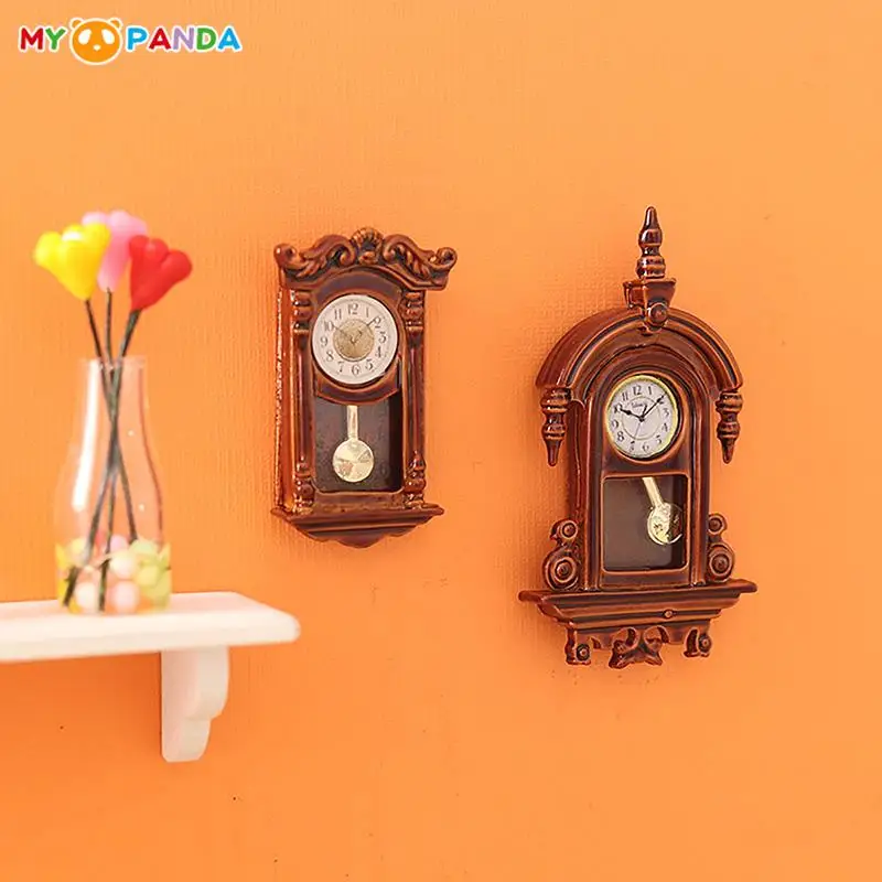 

1:12 Dollhouse Miniature Wall Clock European Vintage Clock Furniture Model DIY Doll House Home Decor Toy Accessories