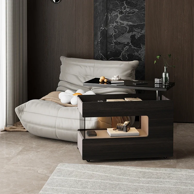 이탈리아 미니멀리스트 소파 사이드 캐비닛, 거실 사이드 테이블, 바퀴가 달린 이동식 커피 테이블이 있는 사이드 캐비닛