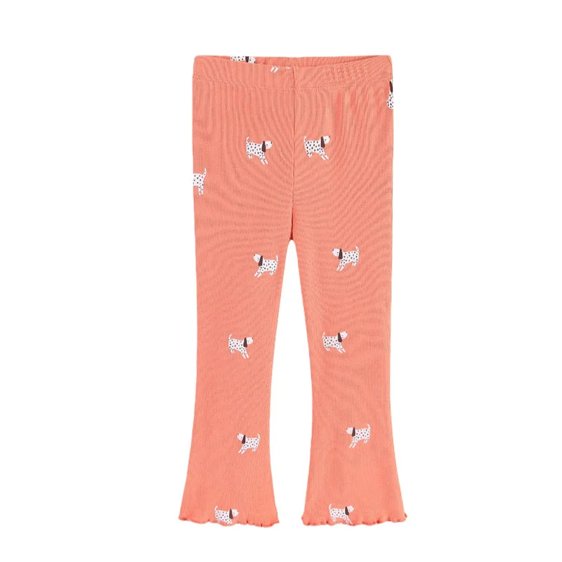 Jumping Meters Full Length Girls Flare Pants with Dogs Print Pencil Trousers for Kids Autumn Fashion Collection
