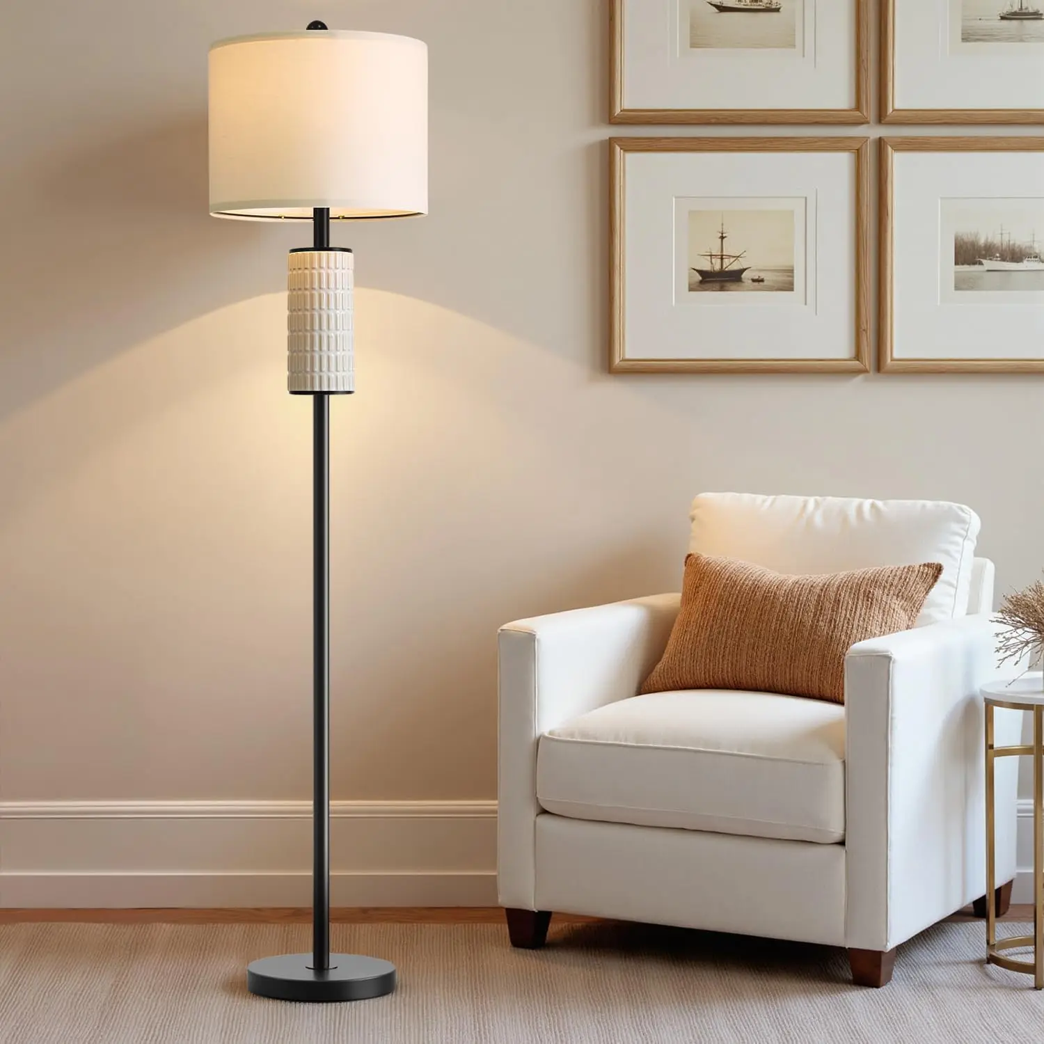 

Торшер 64 дюйма, матовый черный, в стиле фермерский дом, для гостиной, спальни, офиса, с поворотным выключателем, современное акцентное освещение