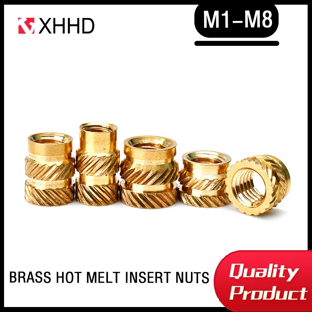 Brass Insert Nut M1 M1.4 M1.6 M2 M2.5 M3 M4 M5 M6 M8 Knurled Thread Nutsert Hot Melt Heat Injection Molding Embedded Copper Nut