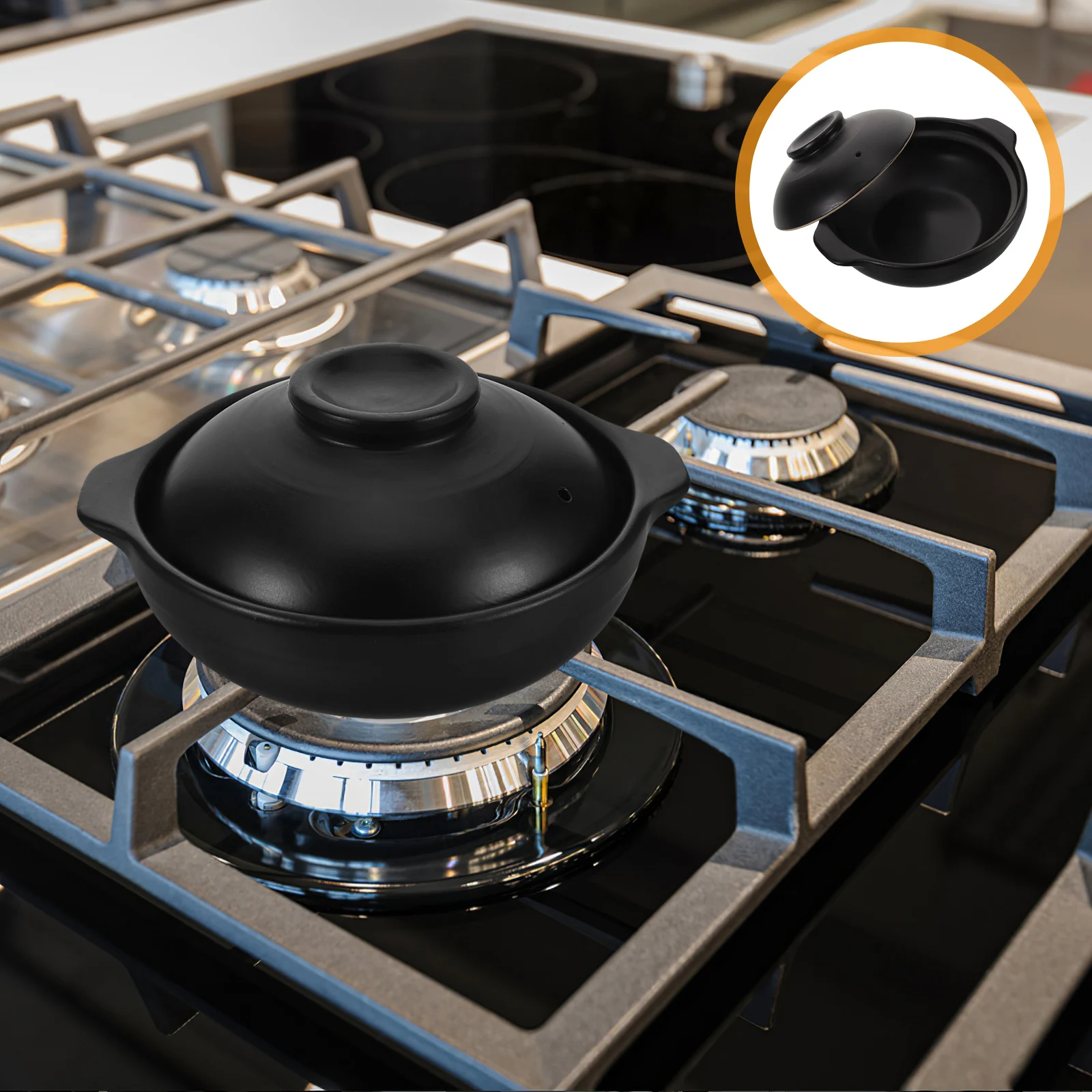 

900Ml Ceramic Casserole Pot Heat-Resistant for Cooking Soup Rice Noodles Korean Japanese Style Easy Cleaning Elegant Design