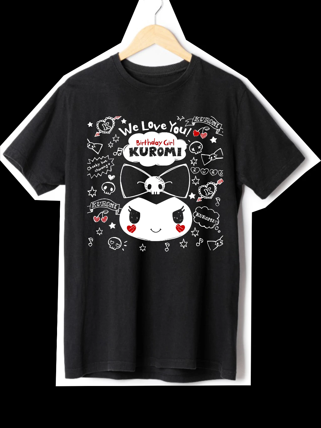 

KUROMI Boys Girls Kids Summer T-shirt Family Parent-child Clothing Cute Casual Oversized Comfort Cotton Short Sleeves Men Women