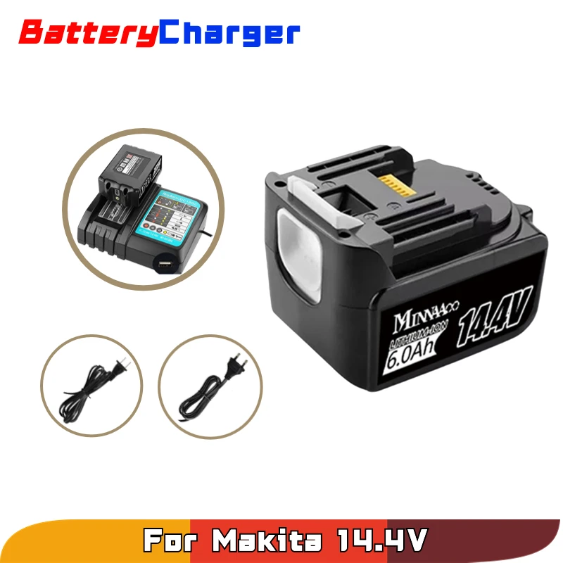 Imagem -05 - Bateria Li-ion com Carregador Led 14.4v ah ah 6ah Makita 14v Bateria Bl1440 Lxt200 Bdf340 Td131d