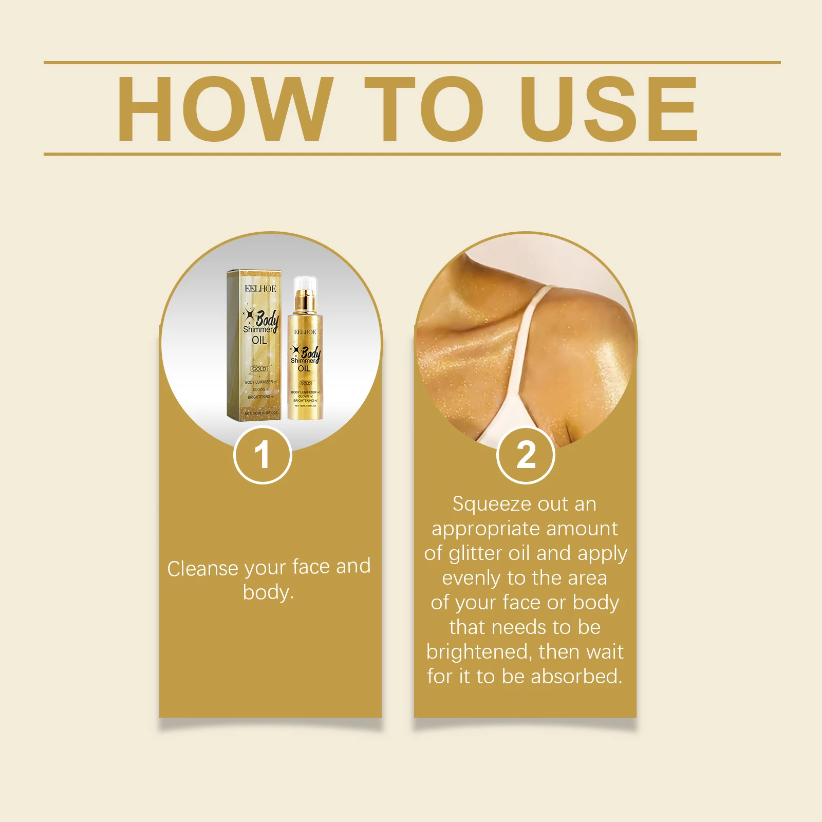 EELHOE – huile scintillante pour le corps, améliore le teint de la peau, longue durée, facile à colorer, humidité longue durée, Texture légère, pas lourd, 100ml